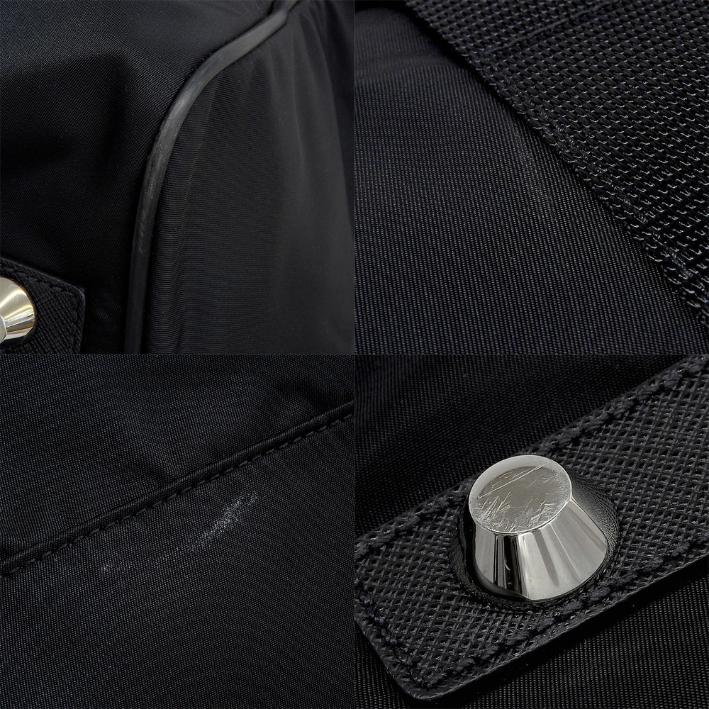 ロゴプレート ボストンバッグ ナイロン サフィアーノレザー NERO ネロ 2VC033