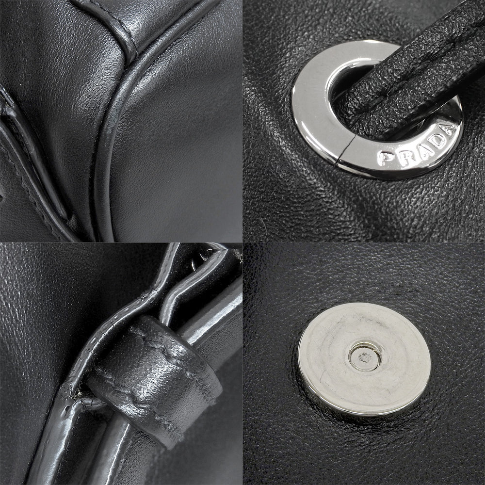 三角ロゴ リュックサック ソフトカーフレザー NERO ネロ BZ032L