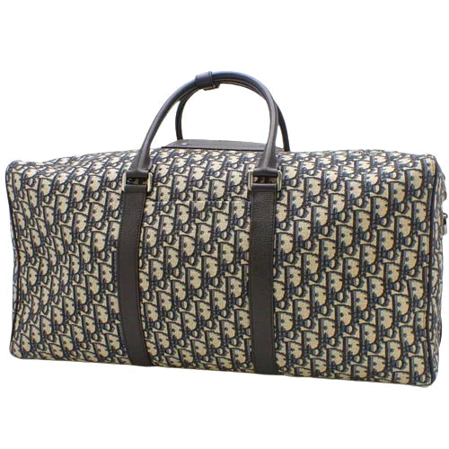 ディオール オブリーク ジャカード ランゴ 50 キャンバス ネイビー ベージュ 2WAY ショルダー 肩掛け 旅行 トラベル