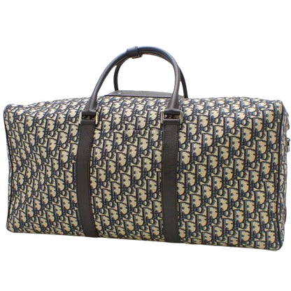 ディオール オブリーク ジャカード ランゴ 50 キャンバス ネイビー ベージュ 2WAY ショルダー 肩掛け 旅行 トラベル