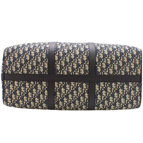 ディオール オブリーク ジャカード ランゴ 50 キャンバス ネイビー ベージュ 2WAY ショルダー 肩掛け 旅行 トラベル