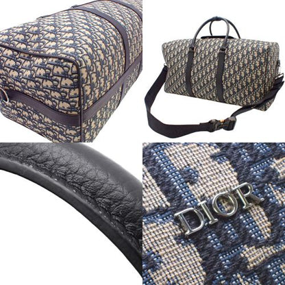 ディオール オブリーク ジャカード ランゴ 50 キャンバス ネイビー ベージュ 2WAY ショルダー 肩掛け 旅行 トラベル
