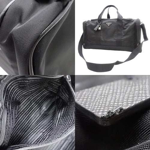 トライアングルロゴ ボストンバッグ ナイロン ブラック 2WAY ショルダー トラベルバッグ