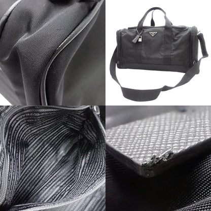 トライアングルロゴ ボストンバッグ ナイロン ブラック 2WAY ショルダー トラベルバッグ