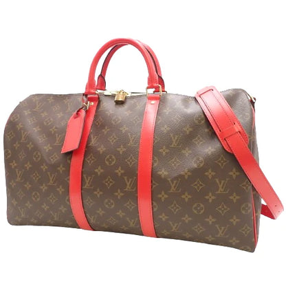 モノグラム キーポル・バンドリエール 50 モノグラムキャンバス ブラウン レッド M44740 2WAY ショルダー 肩掛け トラベル 旅行バッグ