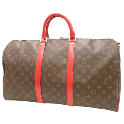 モノグラム キーポル・バンドリエール 50 モノグラムキャンバス ブラウン レッド M44740 2WAY ショルダー 肩掛け トラベル 旅行バッグ