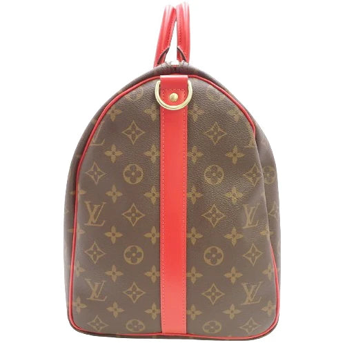 モノグラム キーポル・バンドリエール 50 モノグラムキャンバス ブラウン レッド M44740 2WAY ショルダー 肩掛け トラベル 旅行バッグ