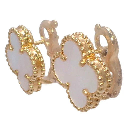 ヴィンテージ アルハンブラ イヤリング マザーオブパール イエローゴールド K18YG アクセサリー ジュエリー 花モチーフ フラワー クローバー