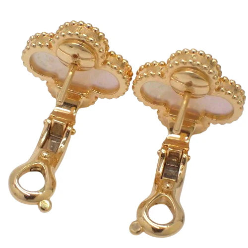 ヴィンテージ アルハンブラ イヤリング マザーオブパール イエローゴールド K18YG アクセサリー ジュエリー 花モチーフ フラワー クローバー