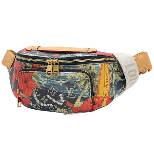 サーフィン・モノグラム ラッシュ・バムバッグ サーフィンモノグラムキャンバス ブラック レッド マルチカラー M24992 ボディバッグ ウエストポーチ ショルダー