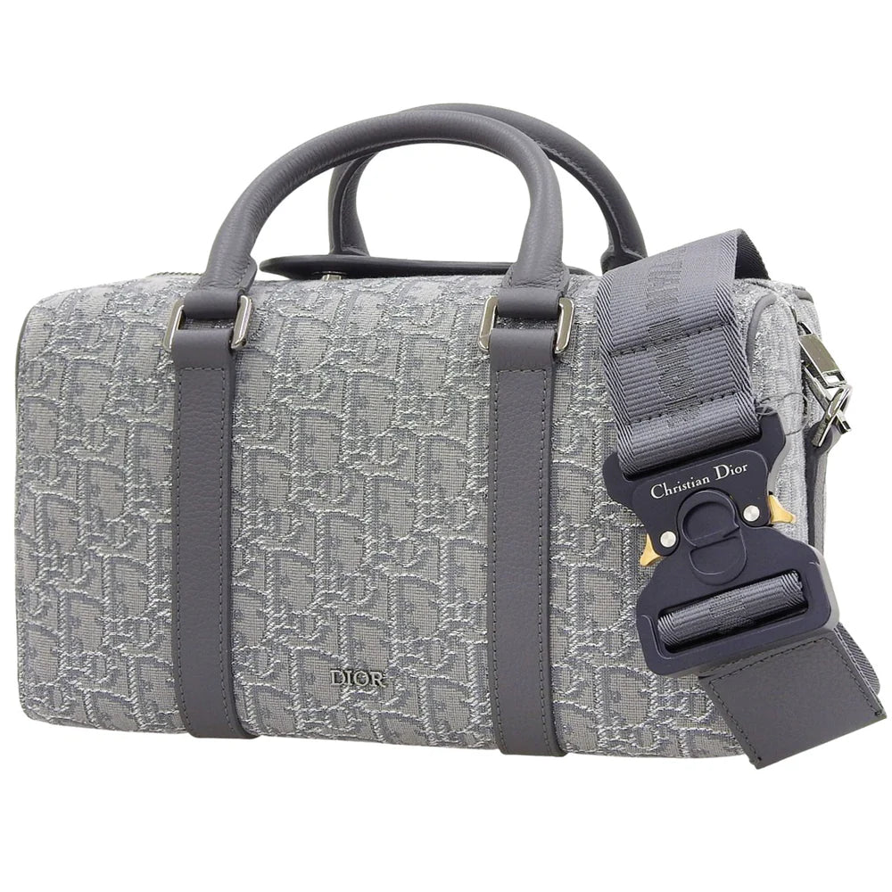 ディオール オブリーク ジャカード ランゴ26 レザー キャンバス グレー