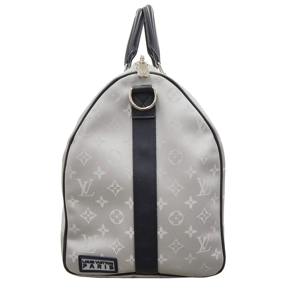 モノグラムサテライト キーポルバンドリエール50 レザー シルバー ネイビー M44170