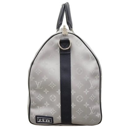 モノグラムサテライト キーポルバンドリエール50 レザー シルバー ネイビー M44170