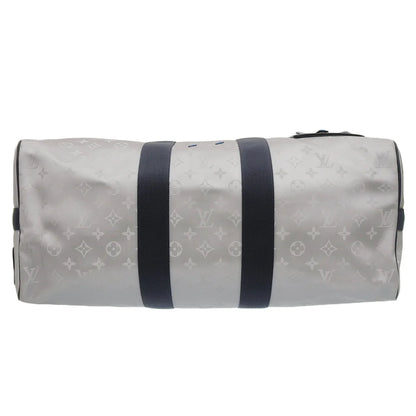 モノグラムサテライト キーポルバンドリエール50 レザー シルバー ネイビー M44170