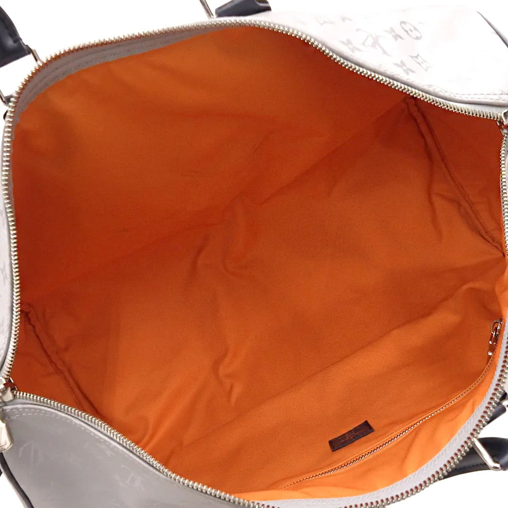 モノグラムサテライト キーポルバンドリエール50 レザー シルバー ネイビー M44170