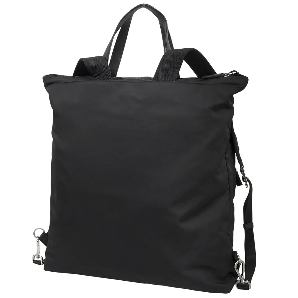 Re-Nylon 2way ショッピングバッグ ナイロン サフィアーノレザー ネロ 2VG053