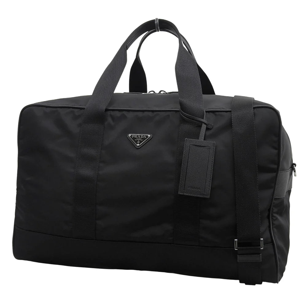 ロゴプレート ボストンバッグ ナイロン サフィアーノレザー NERO ネロ 2VC033