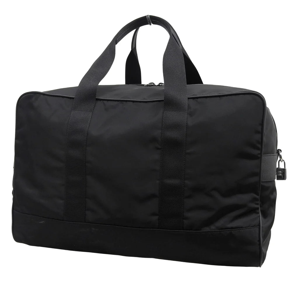 ロゴプレート ボストンバッグ ナイロン サフィアーノレザー NERO ネロ 2VC033