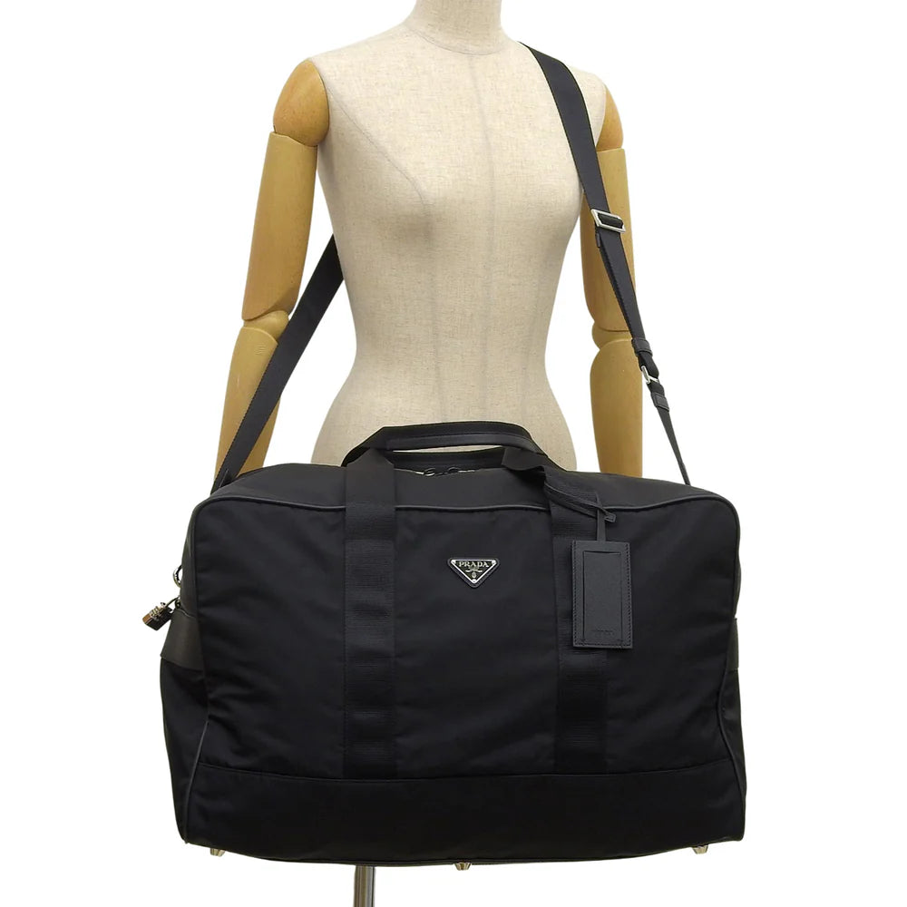 ロゴプレート ボストンバッグ ナイロン サフィアーノレザー NERO ネロ 2VC033