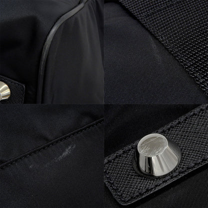 ロゴプレート ボストンバッグ ナイロン サフィアーノレザー NERO ネロ 2VC033