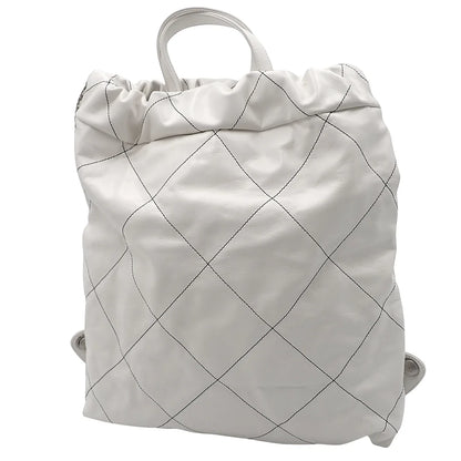 シャネル22 ラージバックパック レザー ホワイト ブラック AS3313