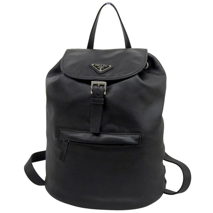 三角ロゴ リュックサック ソフトカーフレザー NERO ネロ BZ032L