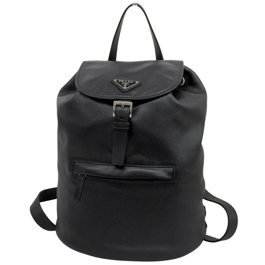 三角ロゴ リュックサック ソフトカーフレザー NERO ネロ BZ032L