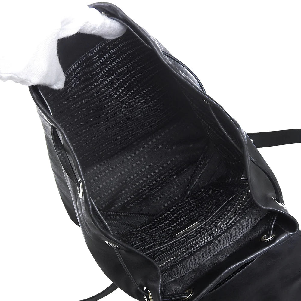 三角ロゴ リュックサック ソフトカーフレザー NERO ネロ BZ032L