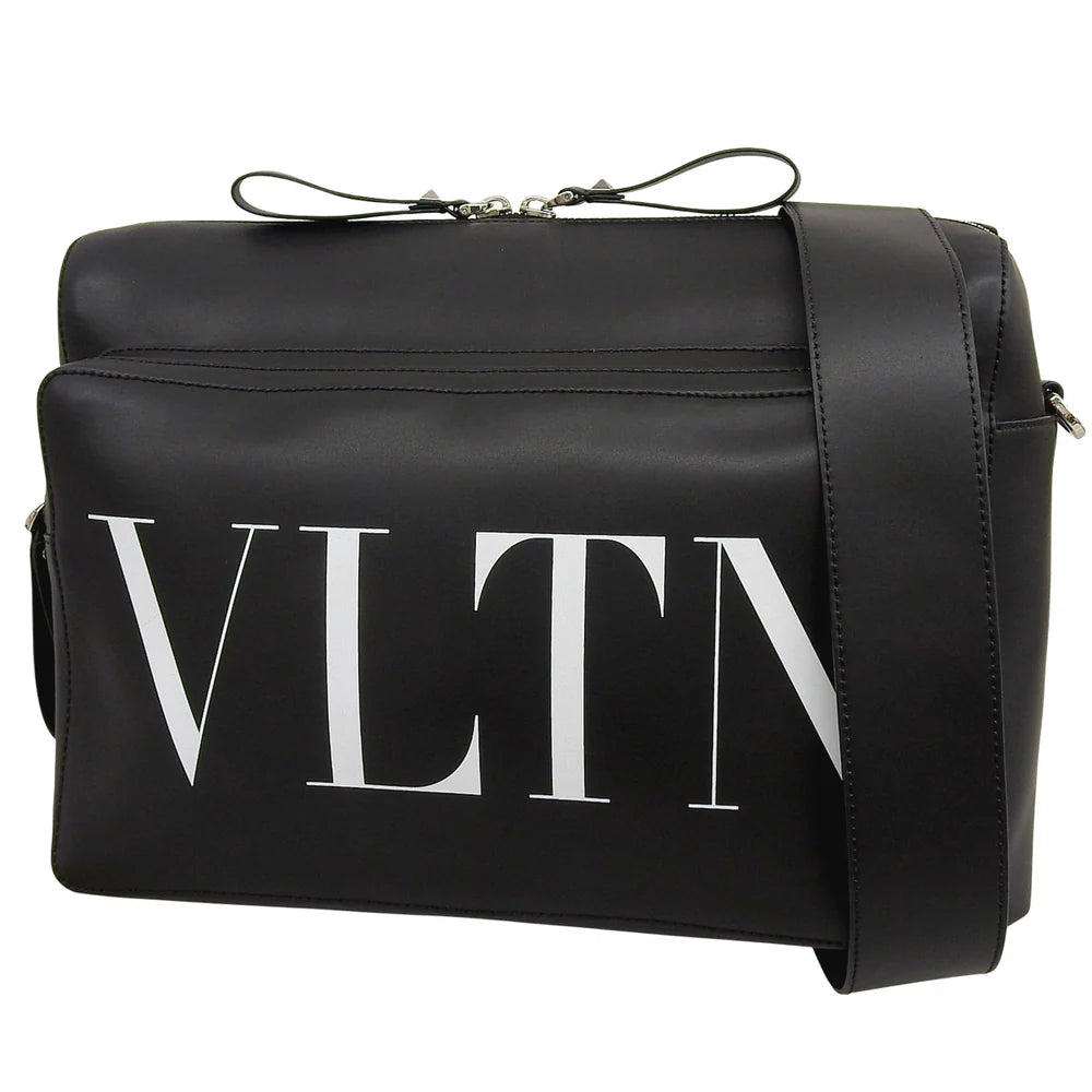 VLTN ロゴ ショルダーバッグ レザー ブラック