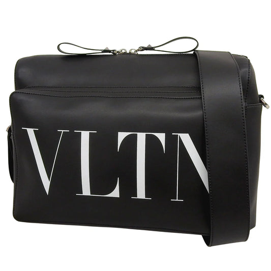 VLTN ロゴ ショルダーバッグ レザー ブラック