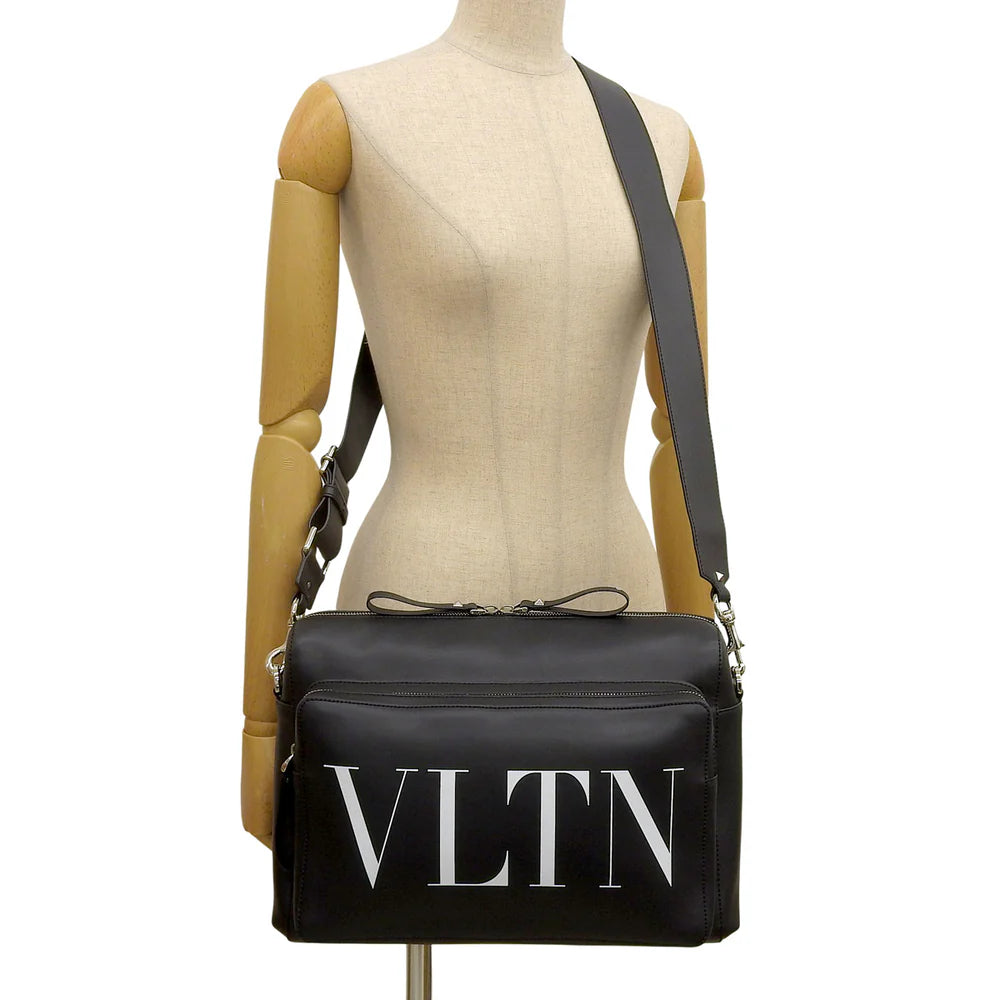 VLTN ロゴ ショルダーバッグ レザー ブラック