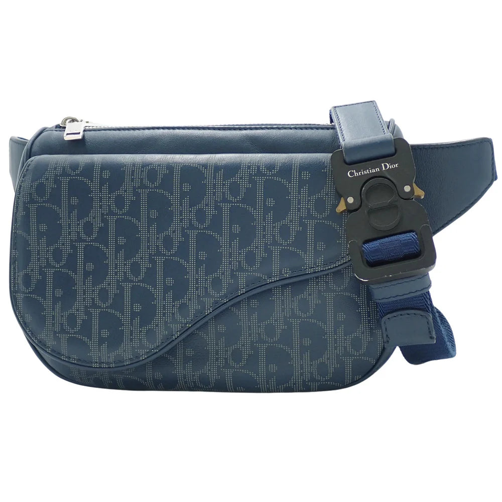 ワールドツアー オブリーク サドルベルトバッグ レザー ブルー ネイビー