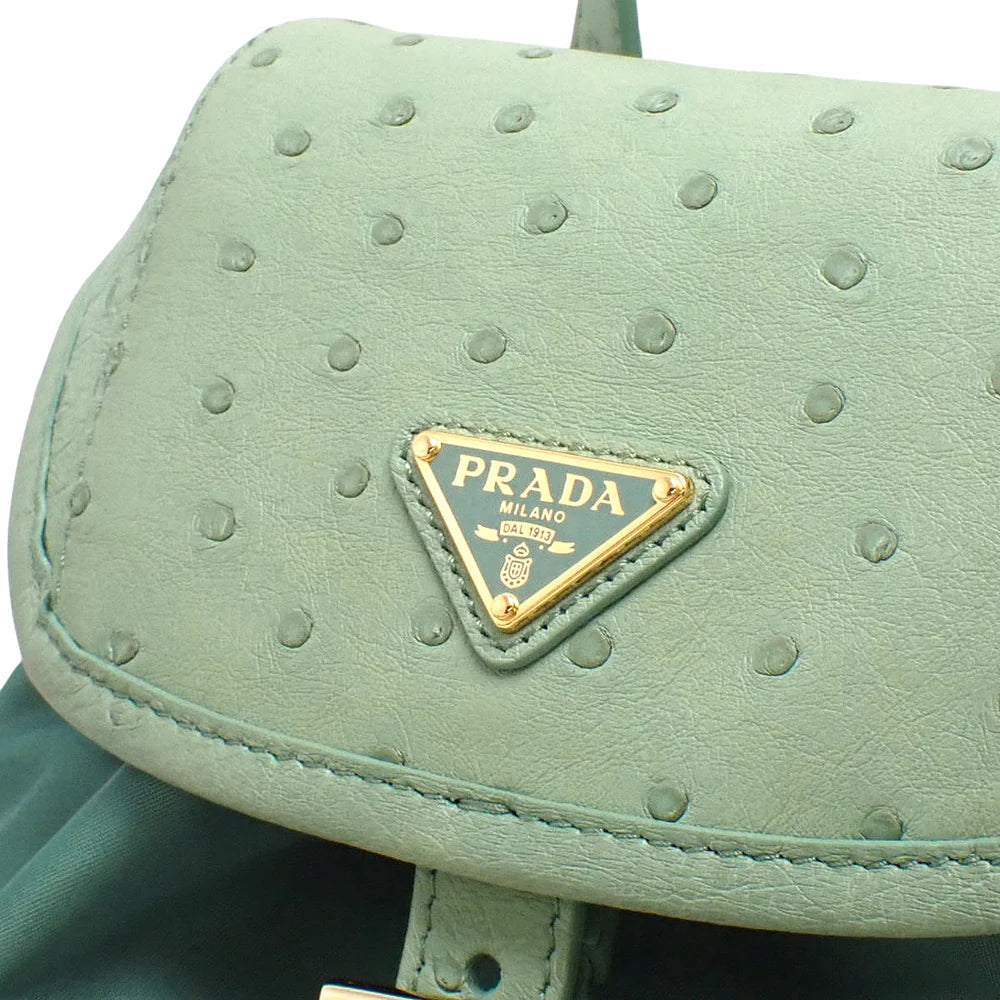 トライアングルロゴ リュック ナイロン オーストリッチ グリーン 1BZ074