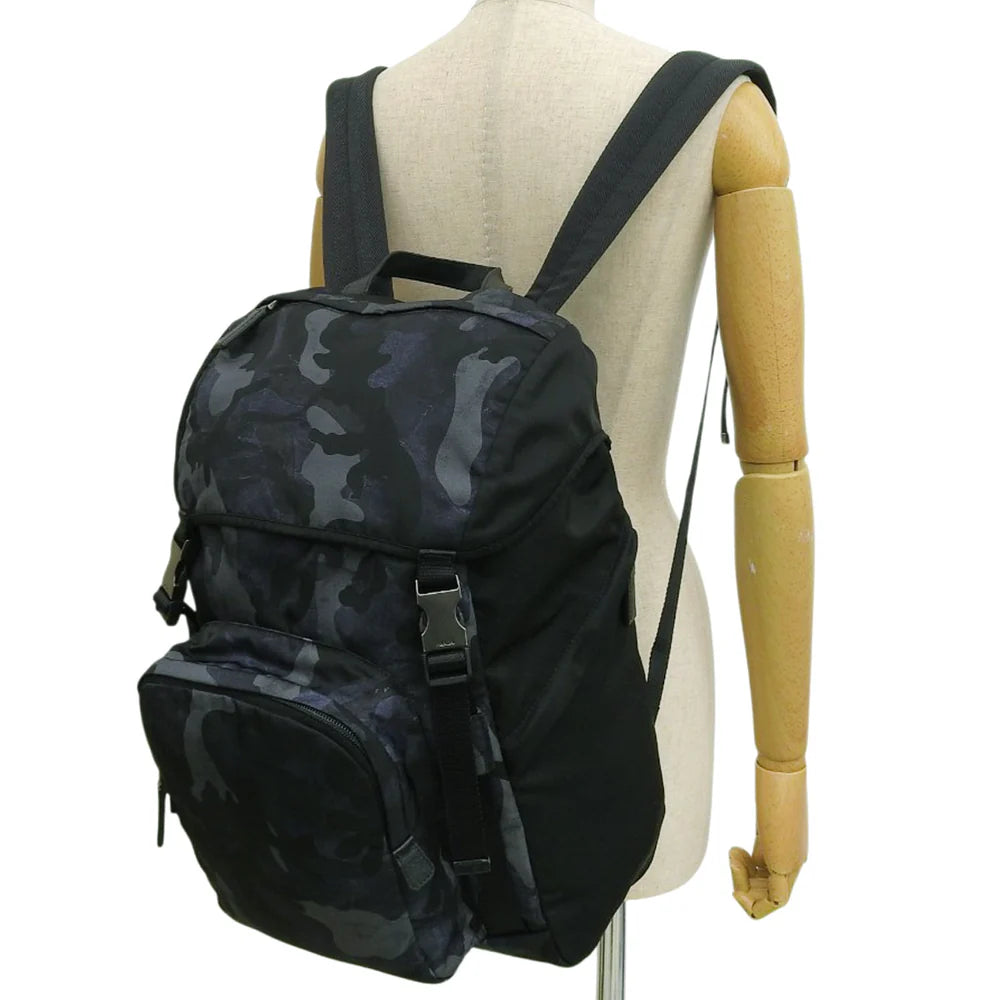 カモフラージュ リュックサック ナイロン レザー ブラック 2VZ135