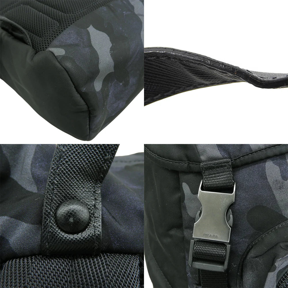 カモフラージュ リュックサック ナイロン レザー ブラック 2VZ135