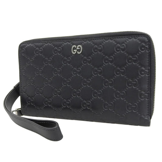 トラベルドキュメントホルダー グッチシマレザー ブラック 528100