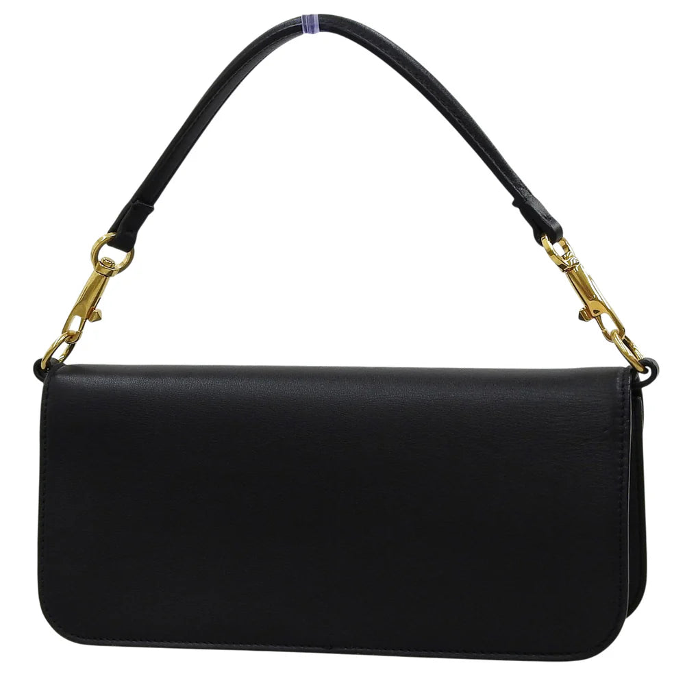 Vロゴ ショルダーバッグ レザー ブラック