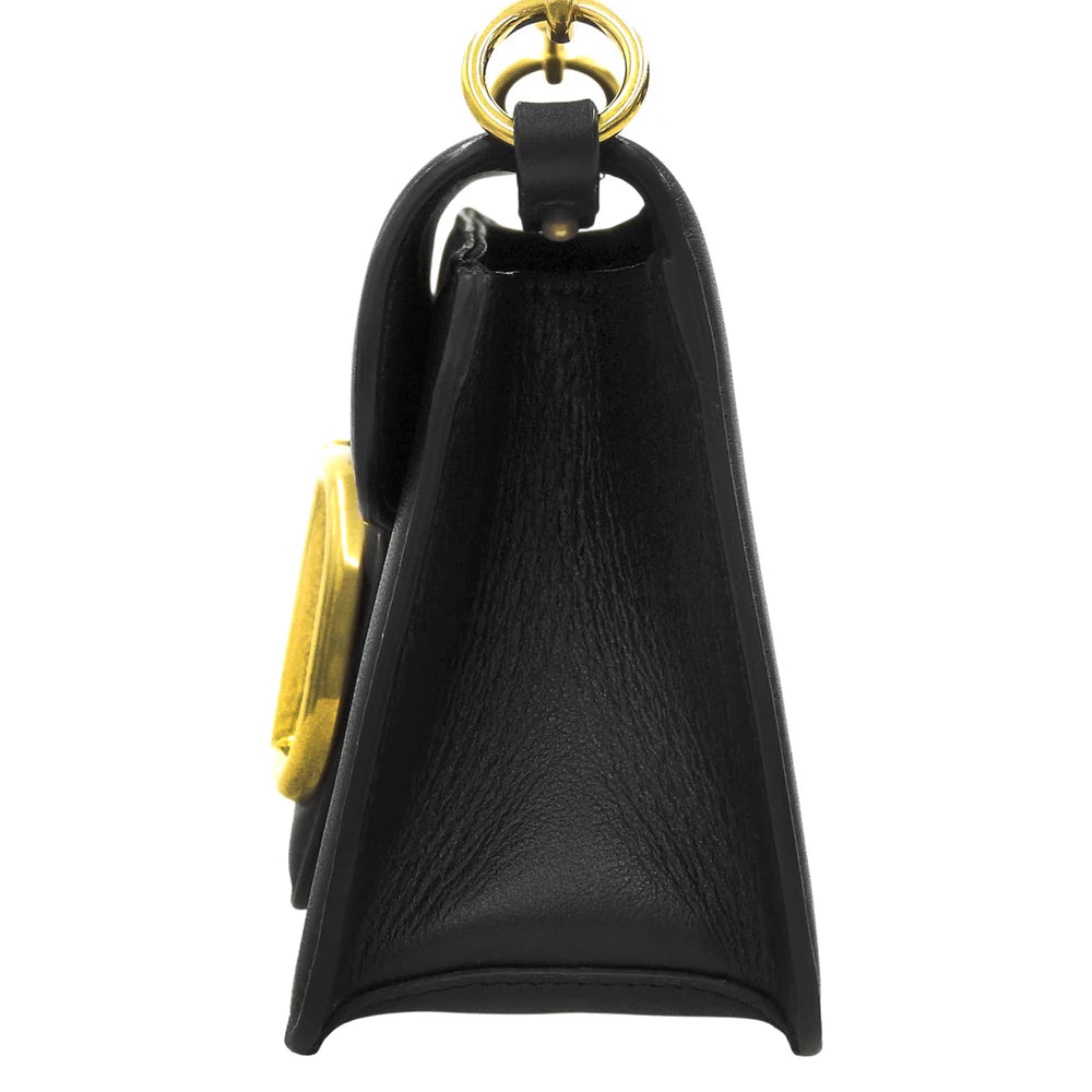 Vロゴ ショルダーバッグ レザー ブラック