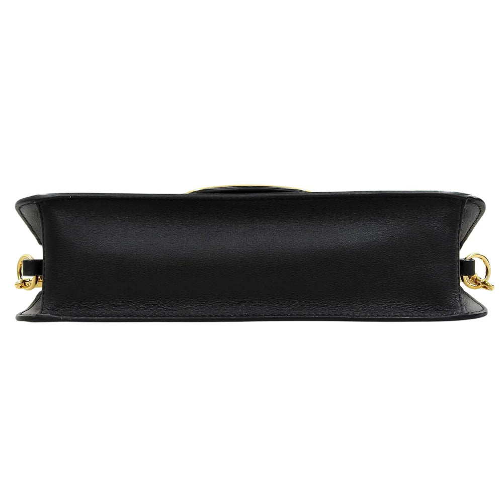 Vロゴ ショルダーバッグ レザー ブラック