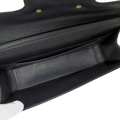 Vロゴ ショルダーバッグ レザー ブラック