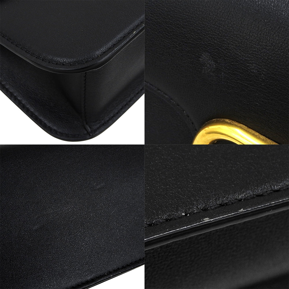 Vロゴ ショルダーバッグ レザー ブラック