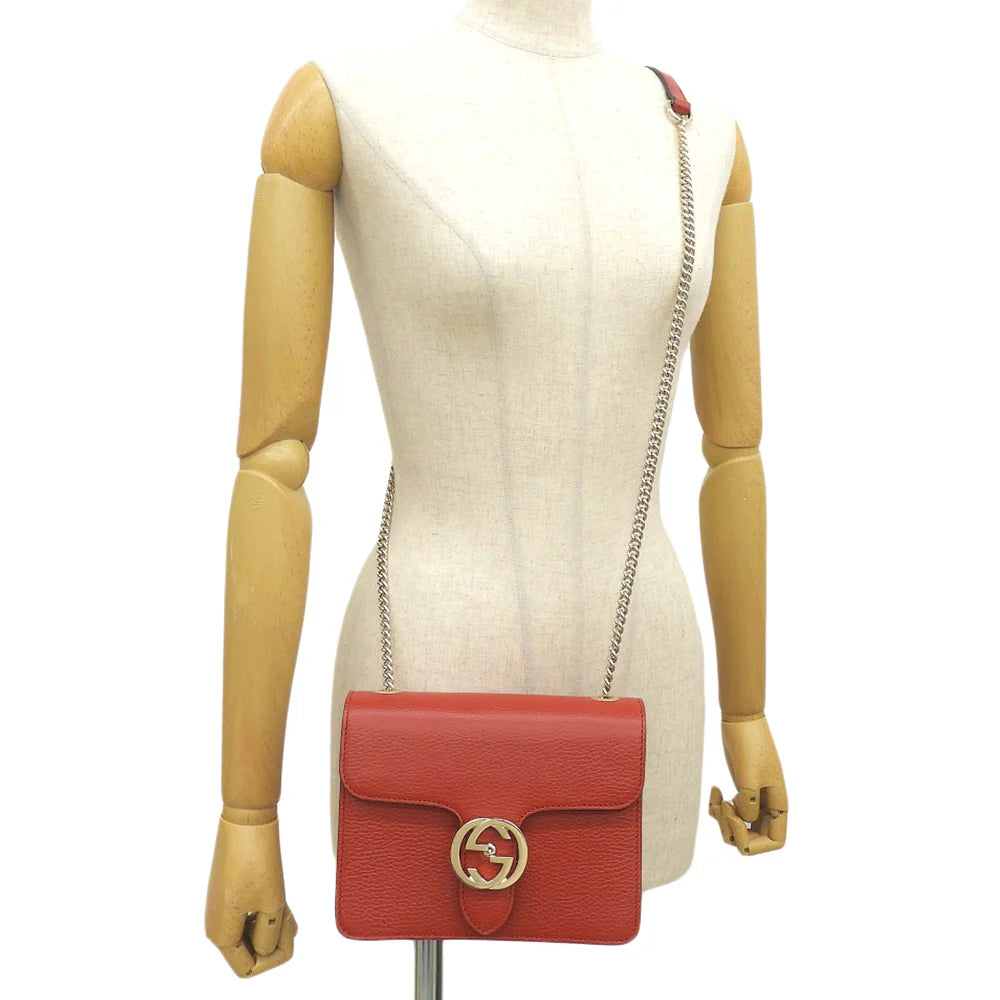 インターロッキングG チェーンショルダーバッグ レザー レッド 510304