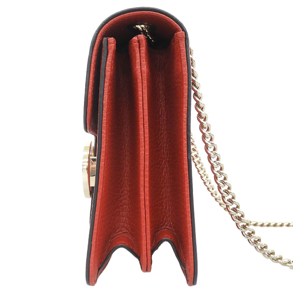 インターロッキングG チェーンショルダーバッグ レザー レッド 510304