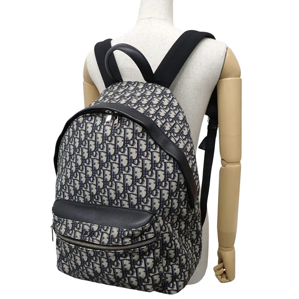 ディオール オブリーク ジャカード Rider バックパック キャンバス カーフ ベージュ ブラック 1VOBA088YKY