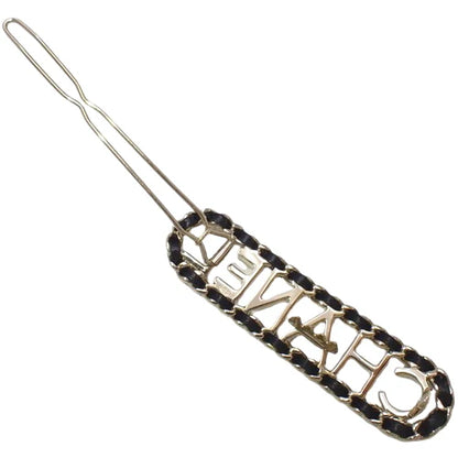 ロゴ バレッタ ファッション小物 ヘアクリップ 髪留め メタル(GP) レザー B20C刻印