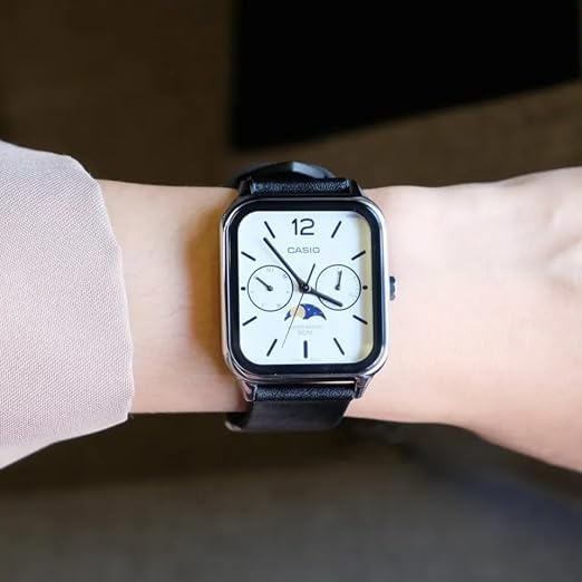 [カシオ] CASIO スタンダード ムーンフェイズ Moon phase アナログ メンズ 腕時計 MTP-M305L-7AV ブラックレザーバンド シルバー 海外モデル [並行輸入品]