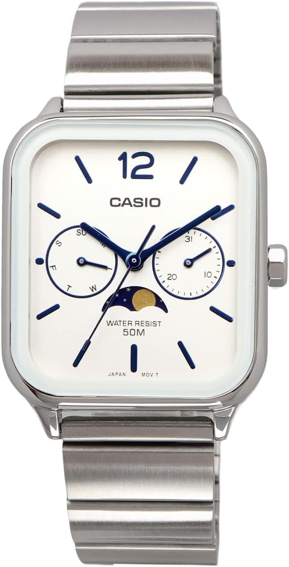 [カシオ] CASIO スタンダード ムーンフェイズ Moon phase アナログ メンズ 腕時計 MTP-M305D-7AV メタルバンド シルバー 海外モデル [並行輸入品]
