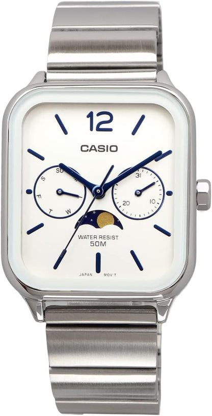 [カシオ] CASIO スタンダード ムーンフェイズ Moon phase アナログ メンズ 腕時計 MTP-M305D-7AV メタルバンド シルバー 海外モデル [並行輸入品]