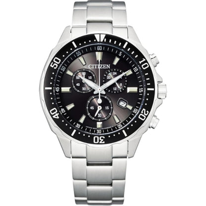 [CITIZEN] 腕時計 citizen collection (光発電エコ・ドライブ/防水/クロノグラフ) VO10-6771F シンプルアジャスト メンズ ビジネス アナログ 学生 ギフト 日付 秒針 夜光 シルバー ブラック 黒文字盤 黒 ソーラー