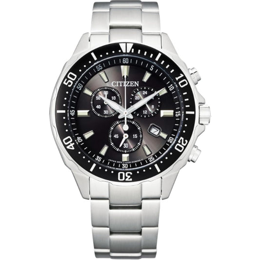 [CITIZEN] 腕時計 citizen collection (光発電エコ・ドライブ/防水/クロノグラフ) VO10-6771F シンプルアジャスト メンズ ビジネス アナログ 学生 ギフト 日付 秒針 夜光 シルバー ブラック 黒文字盤 黒 ソーラー